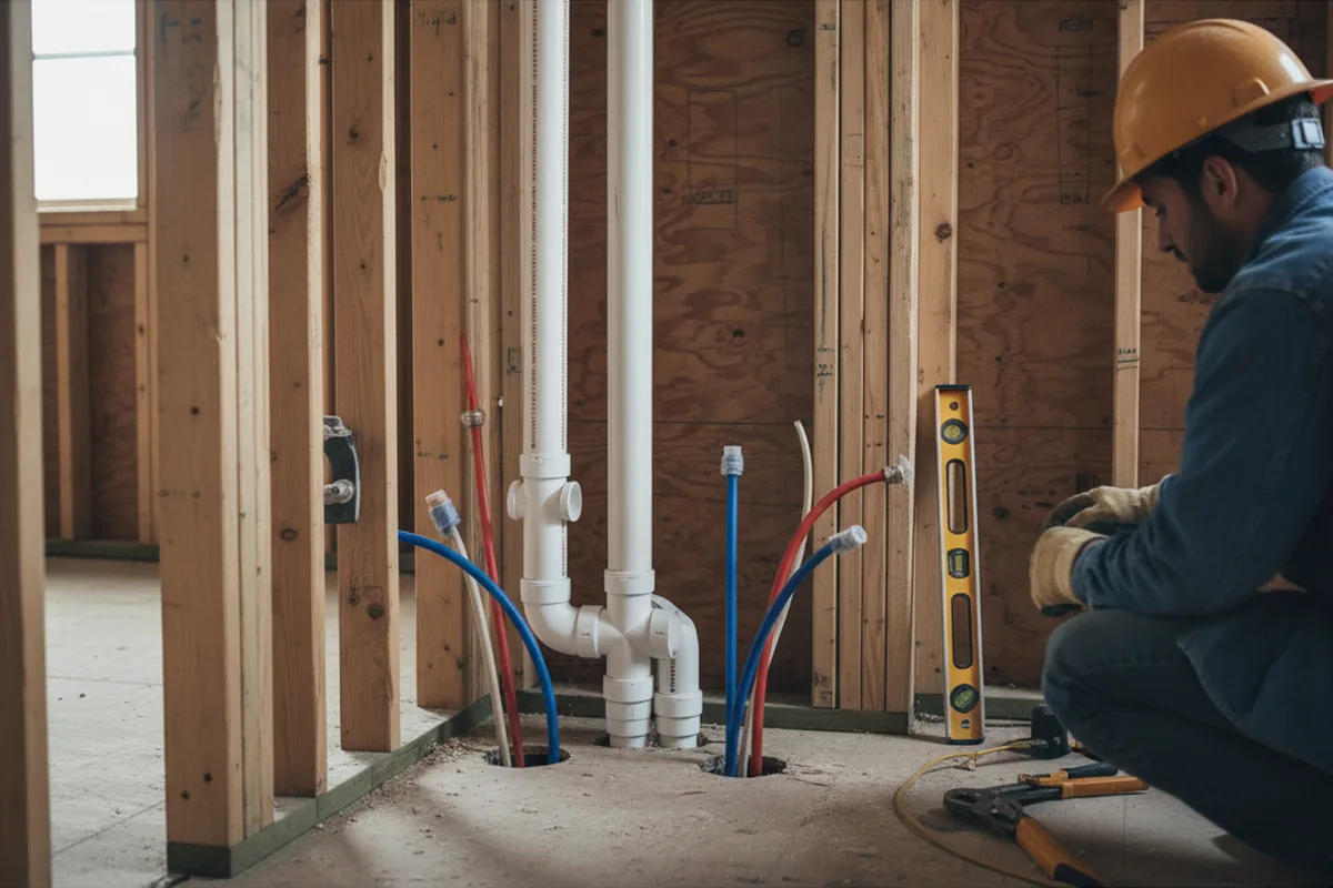 Drain and supply rough-in during Garbage Disposal Repair in Hillburn
